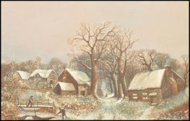 Herbert Newey 1878. An English School winter scene oil on canvas painting being signed and dated