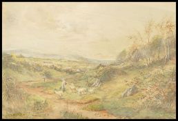 Joseph Hughes Clayton (1870 - 1930) A framed and glazed landscape scene of a farmer and wife with