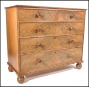 A 19th century Victorian flame mahogany 2 over 3 chest of drawers. The heavy and original chest