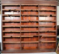 A good large Victorian mahogany triple section library bookcase cabinet of open window form. The