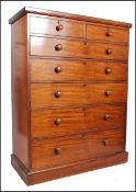 An impressive 19th century Victorian mahogany tallboy chest of drawers. Raised on plinth base having