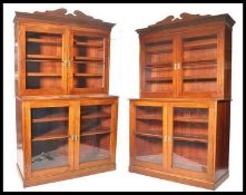 An exceptional pair of Victorian 19th century military issue mahogany library double bookcase