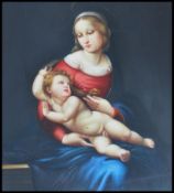 A 20th century Italian school oil on canvas painting of Madonna and Child set within an ornate
