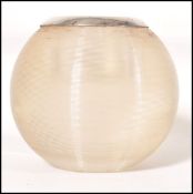 A late 19th century Victorian large glass globular match striker with silver hallmarked collar,