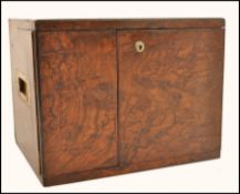 A 19th century Victorian Burr Walnut Humidor with recessed brass handles , original Bramah lock