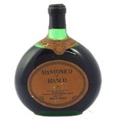 A Mantonico Di Bianco 1978 bottle of white grape Italian wine. 16% appears unopened. Moon flask