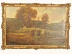 George Harris (British, 1855-1936) An oil on canvas painting of Wickham bridge, Stapleton,