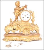 A mid 19th century Japy Freres French gilt metal ormulu mantel clock and bracket stand. The cylinder