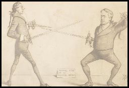 An early 20th century Masters of Fence , a Line Block Illustration from a Vintage Punch Magazine