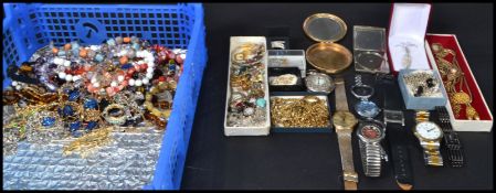 A collection of costume jewellery to include beade