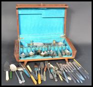 A vintage 1930's Art Deco oak cased canteen of cutlery having a silver plated ( EPNS ) service by