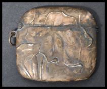 A 19th century Art Nouveau continental silver vesta case match strike having a embossed and raised