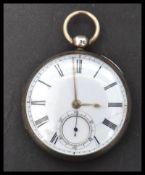A 19th century Victorian silver hallmarked key wound pocket watch by James Jackson Hallmarked for