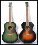 Two vintage acoustic guitar musical instruments to include a Hudson and a Vintage. Please see