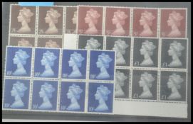 Great Britain stamp set. Maching £sd High Values in blocks of eight. 2/6-£1 Gibbons cat value £80.