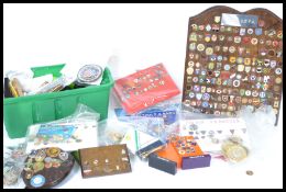 A very large quantity of vintage Football related enamel badges. Large box full. Many English ,