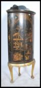 A 19th century Chinese - Anglo colonial inspired black chinoserie  gilt decorated bowfronted