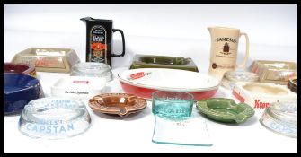 A collection of vintage 20th century advertising point of sale pub bar ashtrays to include Regency ,