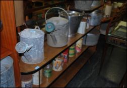 A large extensive collection of vintage 20th Century galvanised items to include watering cans,