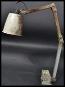 A 1950's mid century Industrial anglepoise factory work lamp light. The desk light with pendant