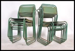 A set of 10 retro  vintage mid 20th century village hall - Raf dispersal type stacking chairs /