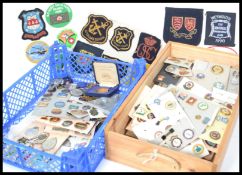 A large collection of vintage enamel badges to include various bowling badges , sports , medals ,