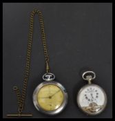 A vintage Hebdomas  Patent * day open faced pocket watch  with 3rd dial having chased decoration and