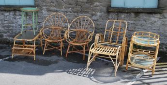 A collection of vintage 20th bamboo conservatory to include art deco examples, tropic style along