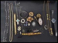 A fantastic collection of vintage jewellery to include a Chester silver hallmarked buckle bangle , a