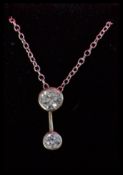 A sterling silver and CZ pendant in the form of a telephone on silver necklace          chain