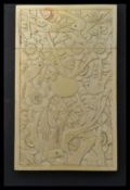A 19th century Cantonese carved card case having hand carved decoration depicting birds and trees.