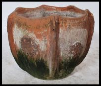 A 19th century Victorian terracotta planter having raspberry prunts. Orange pottery construction ,