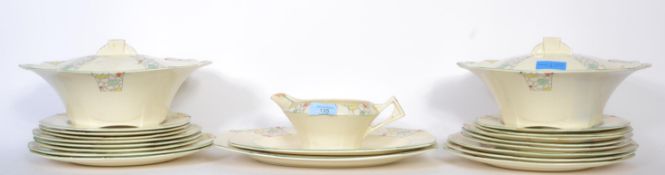 A rare Alfred Meakin Marble pattern dinner service in the Astoria shape consisting of lidded tureens