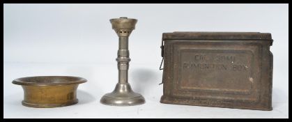 A WW2 Second World War trench art ash tray / mortar bowl dish having impressed marks to base 1939