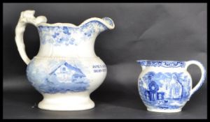A 19th century blue and white Staffordshire  large