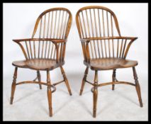 An exceptional pair of Brights of Nettlebed 17th Century style Windsor chairs / armchairs  having