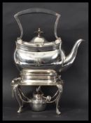 A 19th century Victorian silver plates picnic kettle spirit burner and stand complete with burner