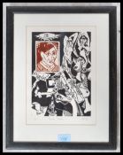 A 20th century Woodblock lithograph print being limited edition 1/20 entitled Picasso Medley, framed
