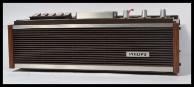 A retro 20th Century circa 1970's teak cased Phillips reel to reel four track 4307 tape player /