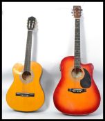 Two vintage acoustic six string guitars to include an Encore and a Chantry. The Encore having a