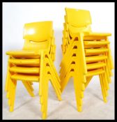 A set of ten retro style stacking chairs in the manner of Kartell, each chair moulded in a single