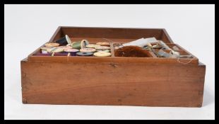 A 19th century mahogany and boxwood inlay work box having cartouche design to lid. Hinged lid