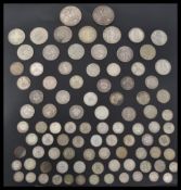 A collection of vintage and antique silver coins dating from the 19th century to include Victorian