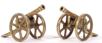 PAIR OF VICTORIAN MINIATURE DESKTOP BRASS CANNONS