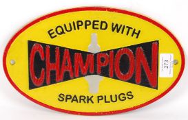 CHAMPION SPARK PLUGS VINTAGE STYLE CAST IRON PLAQUE