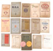 EARLY MOTORCYCLE MANUALS / PART LISTS