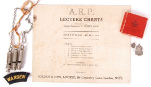 WWII ARP AIR RAID PRECAUTIONS RELATED BADGES & ITEMS