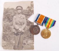 ORIGINAL WWI FIRST WORLD WAR MEDAL PAIR & PHOTOGRAPH