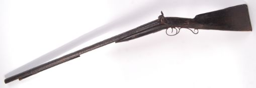 ANTIQUE 19TH CENTURY DOUBLE BARRELLED PERCUSSION CAP RIFLE