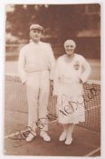 RARE EARLY LAWN TENNIS SUZANNE LENGLEN AUTOGRAPHED POSTCARD